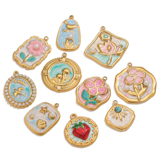 Изображение 2 PCs 304 Stainless Steel Charms Enamel