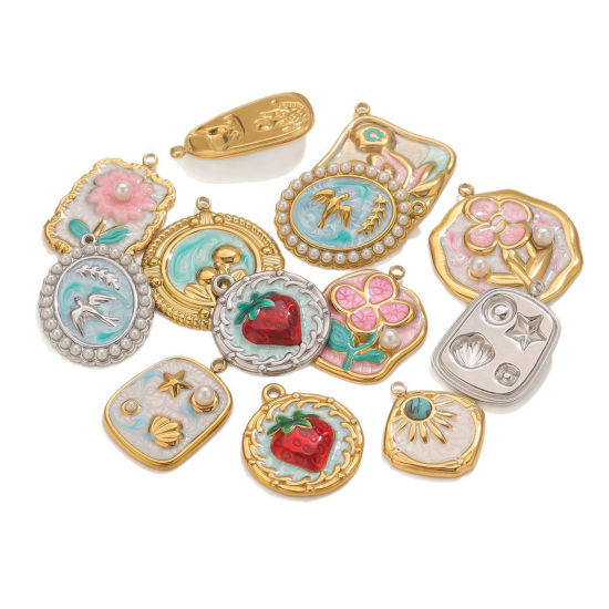 Изображение 2 PCs 304 Stainless Steel Charms Enamel