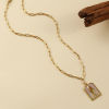 Picture of Eco-friendly PVD Vacuum Plating Exquisite 18K Real Gold Plated 304 Stainless Steel Paperclip Link Chain Rectangle Pendant Charm Necklace For Women Gift 42cm(16.5") + 5cm(2") long