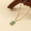 Picture of Eco-friendly PVD Vacuum Plating Exquisite 18K Real Gold Plated 304 Stainless Steel Paperclip Link Chain Rectangle Pendant Charm Necklace For Women Gift 42cm(16.5") + 5cm(2") long