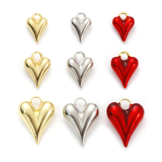 Image de 1 Piece Eco-friendly Brass Valentine's Day Charms Real Gold Plated Heart 3D