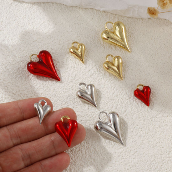 Image de 1 Piece Eco-friendly Brass Valentine's Day Charms Real Gold Plated Heart 3D