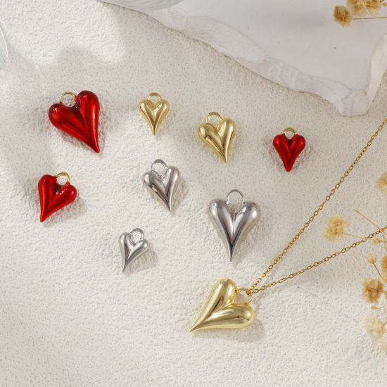 Image de 1 Piece Eco-friendly Brass Valentine's Day Charms Real Gold Plated Heart 3D