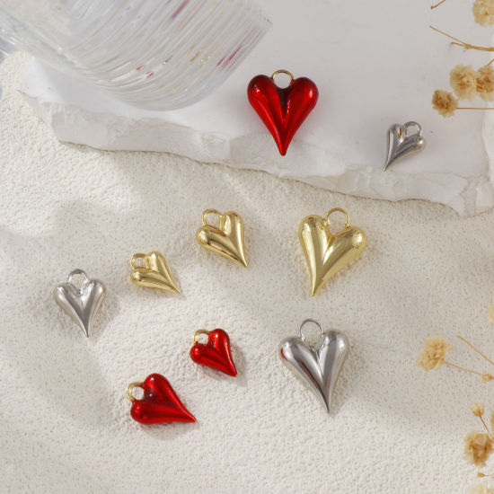 Image de 1 Piece Eco-friendly Brass Valentine's Day Charms Real Gold Plated Heart 3D