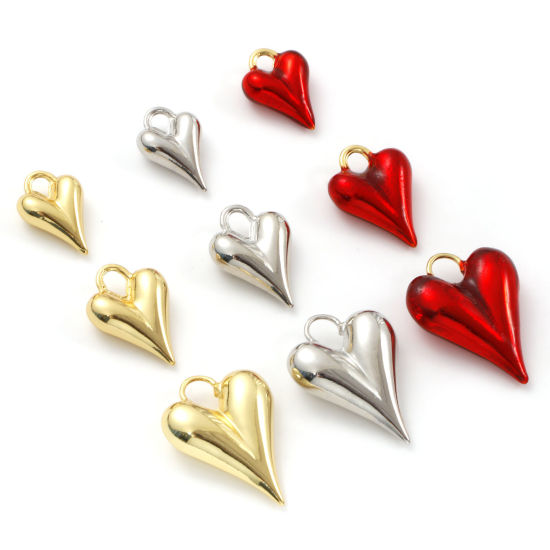 Image de 1 Piece Eco-friendly Brass Valentine's Day Charms Real Gold Plated Heart 3D