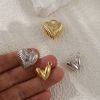 Imagen de 2 Unidades Respetuoso del Medio Ambiente Latón día de San Valentín Colgantes Oro Real Chapado Corazón 3D