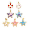 Imagen de 2 Unidades Respetuoso del Medio Ambiente Latón Joyería del océano Colgantes 18K Oro Real Chapado Multicolor Esmalte Salvavidas Estrella de Mar