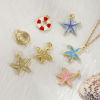 Imagen de 2 Unidades Respetuoso del Medio Ambiente Latón Joyería del océano Colgantes 18K Oro Real Chapado Multicolor Esmalte Salvavidas Estrella de Mar