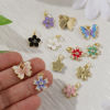 Imagen de 2 PCs Eco-friendly Brass Charms 18K Real Gold Plated Multicolor Enamel Flower Butterfly