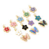 Imagen de 2 PCs Eco-friendly Brass Charms 18K Real Gold Plated Multicolor Enamel Flower Butterfly