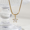 Изображение 1 Piece Eco-friendly PVD Vacuum Plating Stylish Geometric 18K Real Gold Plated 304 Stainless Steel & Cubic Zirconia Snake Chain Pendant Charm Necklace For Women Gift 45cm(17.7") long