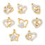 Image de 2 Pcs Breloques en 304 Acier Inoxydable Revêtement sous Vide PVD Respectueux de l'Environnement La Saint Valentin Plaqué Or Véritable 18K Blanc Émail Cœur Micro Pave à Strass Transparent