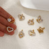 Picture of Eco-friendly PVD Vacuum Plating 304 Stainless Steel Valentine's Day Charms 18K Real Gold Plated White Enamel Heart Micro Pave Clear Rhinestone