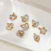 Picture of Eco-friendly PVD Vacuum Plating 304 Stainless Steel Valentine's Day Charms 18K Real Gold Plated White Enamel Heart Micro Pave Clear Rhinestone