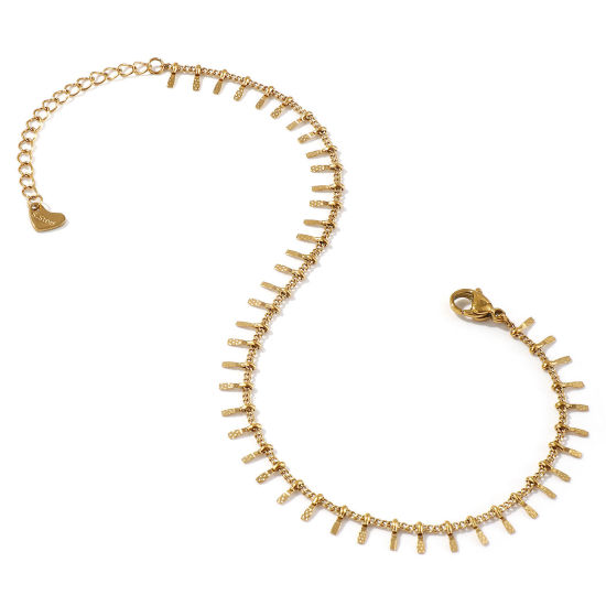 Immagine di 1 Pz Placcatura Sottovuoto PVD Ecologica Minimalista Elegante 18K Vero Oro Placcato 304 Acciaio Inossidabile Catena a Maglia Fatta a Mano Nappine Cavigliere Per Donne Regalo 23cm Lunghezza