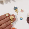 Picture of Brass Ocean Jewelry Charms 18K Gold Plated Enamel Shell Jellyfish