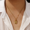 Imagen de 18K Oro Real Chapado Cadena de Cable Cruz Tarot Collar con Colgante, 304 Acero Inoxidable 45cm + 5cm, Para Mujeres, Exquisito Regalo, Recubrimiento al Vacío PVD Ecológico, 1 Unidad