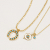 Imagen de 18K Oro Real Chapado Collar con Colgante, Latón 45cm + 5cm, Para Mujeres, Azul Circón Artificial Retro Regalo, Respetuoso del Medio Ambiente, 1 Unidad