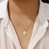 Imagen de 18K Oro Real Chapado Collar con Colgante, Latón 45cm + 5cm, Para Mujeres, Azul Circón Artificial Retro Regalo, Respetuoso del Medio Ambiente, 1 Unidad