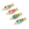 Picture of Eco-friendly Brass Ocean Jewelry Pendants 18K Real Gold Plated Multicolor Enamel Fish Animal 3D 3.3cm x 1cm
