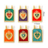 Picture of 1 Piece Eco-friendly Brass Religious Charms 18K Real Gold Plated Enamel Hexagon Ex Voto Heart 29mm x 17.5mm