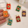 Picture of 1 Piece Eco-friendly Brass Religious Charms 18K Real Gold Plated Enamel Hexagon Ex Voto Heart 29mm x 17.5mm