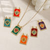 Picture of 1 Piece Eco-friendly Brass Religious Charms 18K Real Gold Plated Enamel Hexagon Ex Voto Heart 29mm x 17.5mm