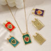 Picture of 1 Piece Eco-friendly Brass Religious Charms 18K Real Gold Plated Enamel Hexagon Ex Voto Heart 29mm x 17.5mm