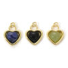 Picture of 1 Piece Eco-friendly Brass & Gemstone Valentine's Day Charms 18K Real Gold Plated Heart 22mm x 16mm