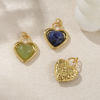 Picture of 1 Piece Eco-friendly Brass & Gemstone Valentine's Day Charms 18K Real Gold Plated Heart 22mm x 16mm