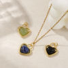 Picture of 1 Piece Eco-friendly Brass & Gemstone Valentine's Day Charms 18K Real Gold Plated Heart 22mm x 16mm