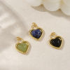 Picture of 1 Piece Eco-friendly Brass & Gemstone Valentine's Day Charms 18K Real Gold Plated Heart 22mm x 16mm