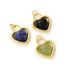 Picture of 1 Piece Eco-friendly Brass & Gemstone Valentine's Day Charms 18K Real Gold Plated Heart 22mm x 16mm