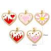 Picture of 1 Piece Eco-friendly Brass Valentine's Day Charms 18K Real Gold Plated Enamel Heart