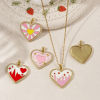 Picture of 1 Piece Eco-friendly Brass Valentine's Day Charms 18K Real Gold Plated Enamel Heart