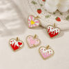 Picture of 1 Piece Eco-friendly Brass Valentine's Day Charms 18K Real Gold Plated Enamel Heart