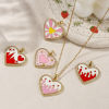 Picture of 1 Piece Eco-friendly Brass Valentine's Day Charms 18K Real Gold Plated Enamel Heart