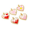 Picture of 1 Piece Eco-friendly Brass Valentine's Day Charms 18K Real Gold Plated Enamel Heart