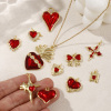 Picture of Eco-friendly Brass Charms 18K Real Gold Plated Red Enamel Heart Star