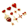 Picture of Eco-friendly Brass Charms 18K Real Gold Plated Red Enamel Heart Star