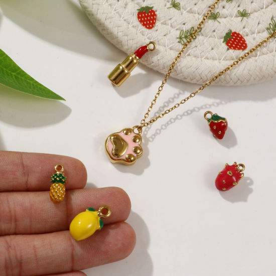 1 Piece Eco-friendly PVD Vacuum Plating 304 Stainless Steel Charms 18K Real Gold Plated Enamel の画像