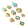 Picture of Eco-friendly PVD Vacuum Plating 304 Stainless Steel Boho Chic Bohemia Charms 18K Real Gold Plated Green Blue With Resin Cabochons Imitation Turquoise