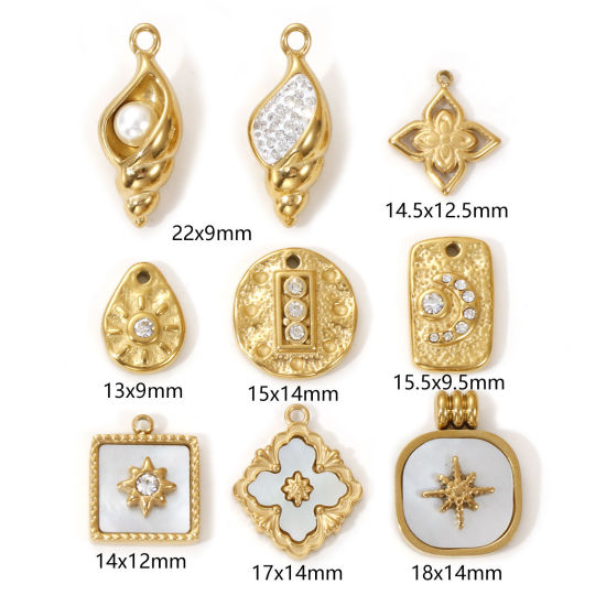 Picture of 1 Piece Eco-friendly PVD Vacuum Plating 304 Stainless Steel Charms 18K Real Gold Plated