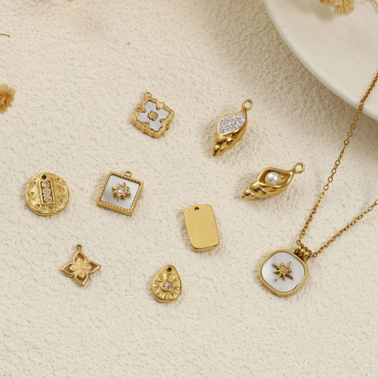Picture of 1 Piece Eco-friendly PVD Vacuum Plating 304 Stainless Steel Charms 18K Real Gold Plated
