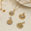 Picture of 1 Piece Brass Pendants 18K Gold Plated & Platinum Plated Two Tone Sunflower Star Micro Pave Clear Cubic Zirconia