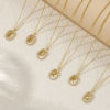 Imagen de 18K Oro Real Chapado Cadena de Cable Cruz Óvalo Collar con Colgante, Latón 46cm + 6cm, Para Mujeres, Claro Circón Artificial Mayúscula Letra Mensaje " A-Z " Movible, Exquisito Elegante Regalo, Respetuoso del Medio Ambiente, 1 Unidad