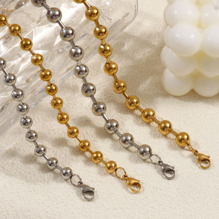 1 本 多色 ボールチェーン ネックレス、 304ステンレス鋼 40cm + 5cm、 女性のため、 シンプルでカジュアル プレゼント、 エコフレンドリー、