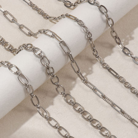 Picture of Wholesale Oval Paperclip Link Chain Necklace, Silver Tone 304 Stainless Steel, Unisex Eco-friendly Stylish Minimalist Gift Jewelry For Retailer, 40cm(15.7") + 5cm(2") long