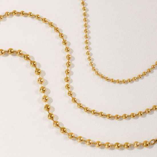 Изображение 1 ШТ Экологичное вакуумное PVD-покрытие Изысканный 18K настоящее золото с покрытием 304 Нержавеющая Сталь Шариков Цепи Ножные Браслеты Для женщин подарок 22см длина