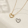 Picture of 5 PCs Eco-friendly PVD Vacuum Plating 304 Stainless Steel Valentine's Day Charms Multicolor Enamel Heart Hollow 17mm x 15mm
